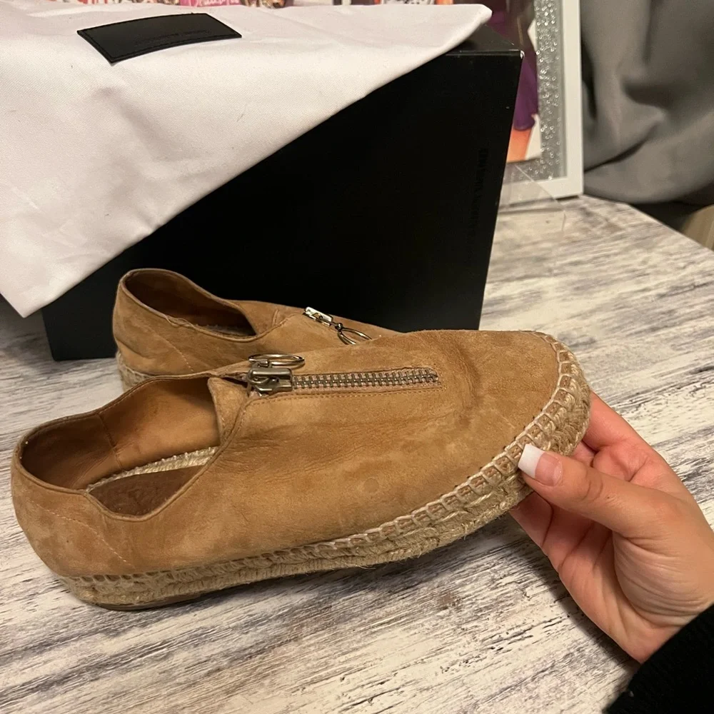 ALEXANDER WANG Devon nubuck zip front espadrille shoes
